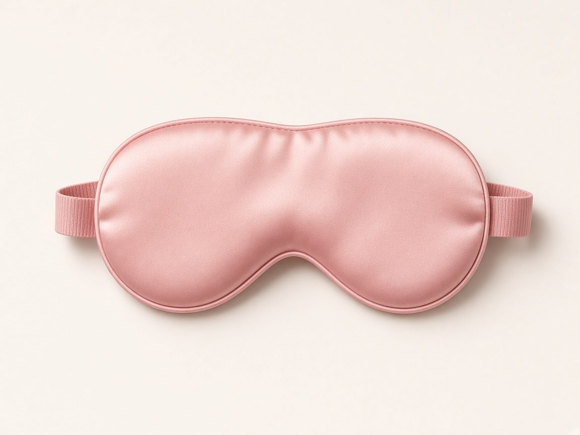 Masque de nuit en soie rose poudré